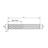 Solid Carbide End Mills • VariMill Chip Splitter • Series 570T • Radiused • 5 Flute • Cylindrical Shank • Inch - Big-tools Industrial Supply Tools for Metal Cutting